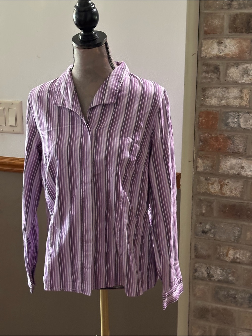 Geoffrey Beene Purple and White Stripe Shirt